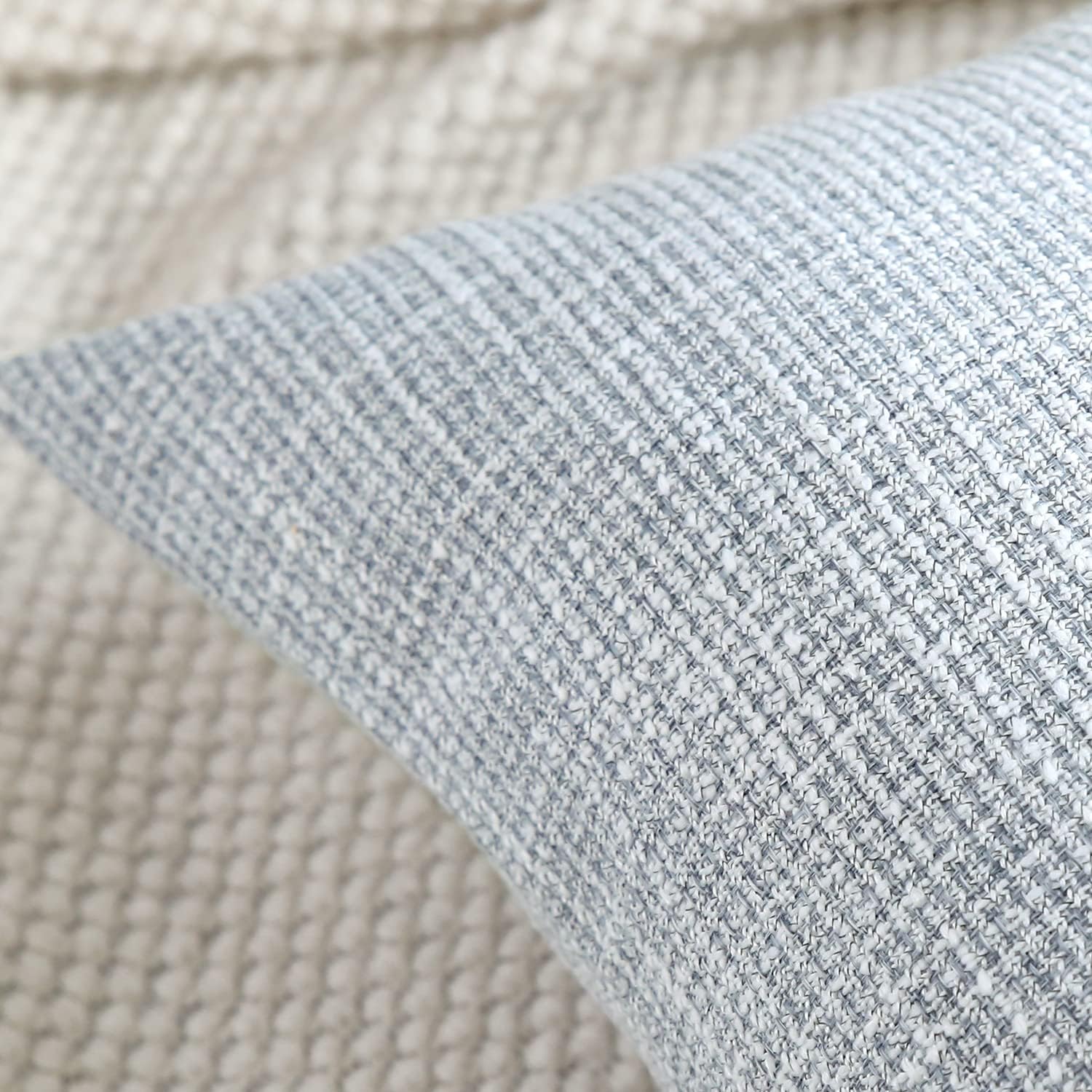 Set of 2 Linen Throw Pillow Covers, 20x20 Inches, Grey Blue – Decorative Square Pillowcases for Sofa, Bedroom, Living Room, Car - Image 2