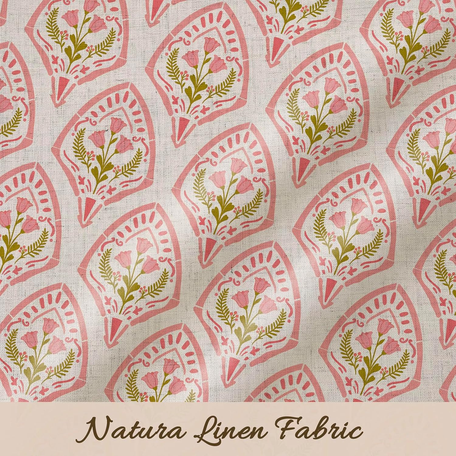 Set of 2 Linen Pillow Covers, 18x18 Inches, Pink Floral Pattern – Soft, Boho Farmhouse Accent with Zipper for Chair, Sofa, Bedroom, Living Room - Image 2