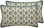 Set of 2 Vintage Linen Throw Pillow Covers, 12x20 Inches – Rustic Floral Pattern, Farmhouse Cushion Cases for Couch, Living Room, Bedroom