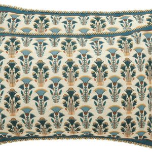 Set of 2 Vintage Linen Throw Pillow Covers, 12x20 Inches – Rustic Floral Pattern, Farmhouse Cushion Cases for Couch, Living Room, Bedroom