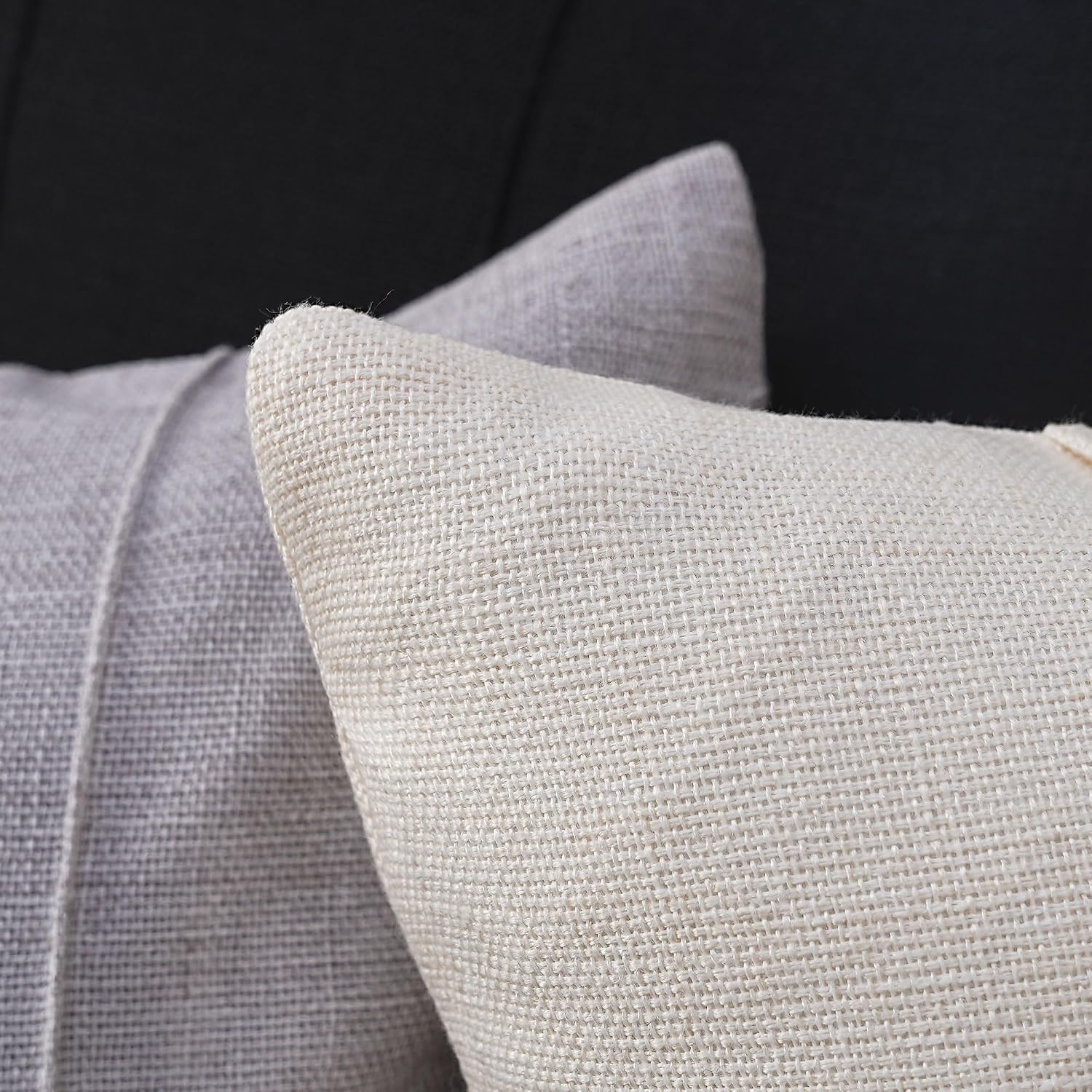 Black Striped Farmhouse Linen Throw Pillow Cover, 18x18 Inches – Decorative Accent Pillow Case for Couch, Bed, Chair - Image 2