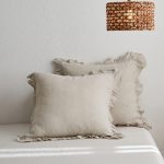 Set of 2 Pure Linen Euro Sham Covers with Ruffle, 26x26 Inches, Natural Linen Color – Breathable Square Pillow Shams for Bed or Couch, Classic Design