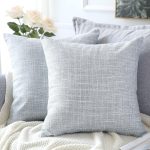 Set of 2 Linen Throw Pillow Covers, 20x20 Inches, Grey Blue – Decorative Square Pillowcases for Sofa, Bedroom, Living Room, Car