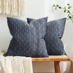 Pack of 2 Blue Decorative Burlap Linen Pillow Covers, 20x20 Inches – Rustic Woven Texture, Modern Farmhouse Vintage Cushion Cases for Sofa, Couch, Bed