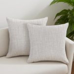 2-Pack Linen Pillow Covers, 15x15 Inches, Beige – Modern Farmhouse Square Pillowcases with Zipper Closure, for Sofa, Bedroom, Living Room (Cover Only)