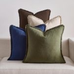 Set of 4 Linen Fringe Pillow Covers with Tassels, 18x18 Inches – Cozy Boho Farmhouse Accent Cushion Cases for Couch, Sofa, Bed, Living Room