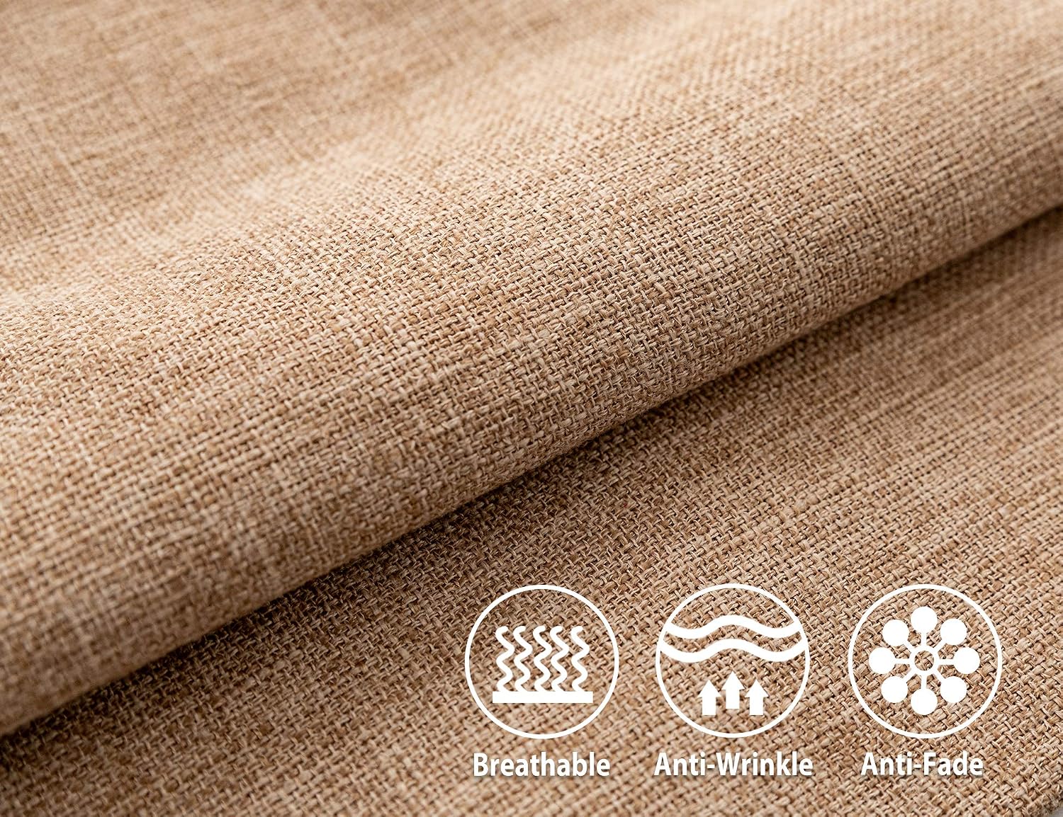 Set of 2 Natural Linen Solid Burlap-Style Pillow Covers, 18x18 Inches – Farmhouse Square Cushion Cases for Bed, Couch, Sofa, Bench - Image 2